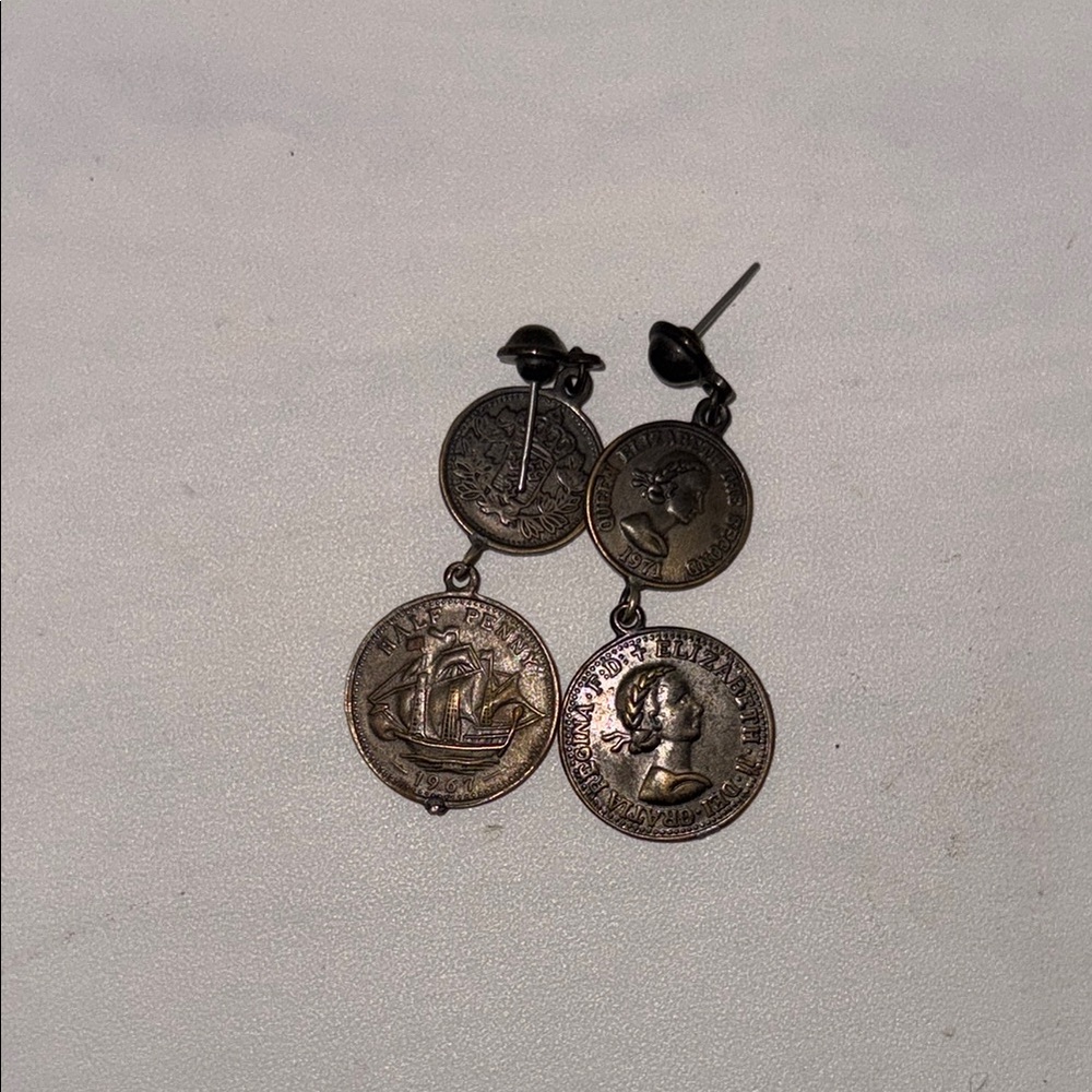 Vintage Coin Drop Earrings